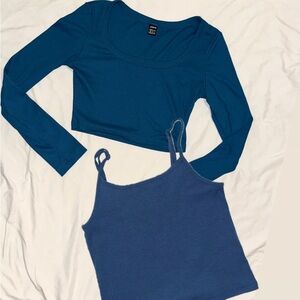 SET OF 2 - Blue Cropped Tops